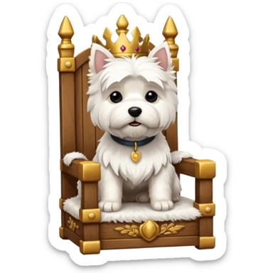 a west highland terrier sitting on a throne  sticker