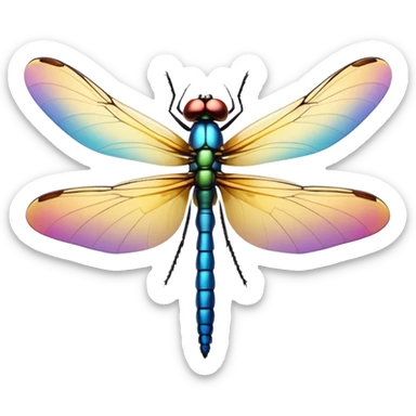 dragonflly, with ultra detailed colorful and 24 metallic gold wings sticker