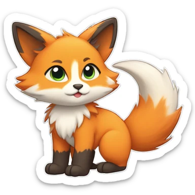colorful fur-sona kemono-style-chibi-style cat-fox-Fakémon-hybrid full body sticker