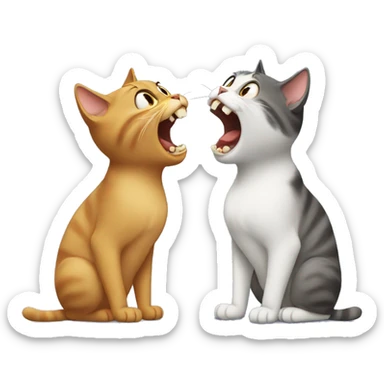 Two cats screaming at each other back-and-forth sticker