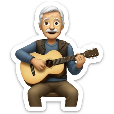 Old Man playing acoustic guitar  sticker