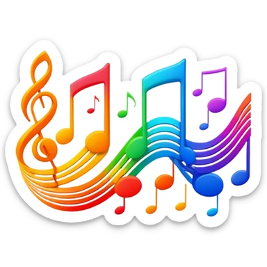 music beats with sound waves and musical notes sticker