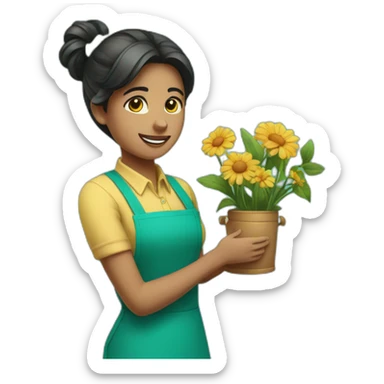 Florist in a turquoise apron.  sticker