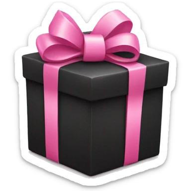 Black present with pink bow sticker
