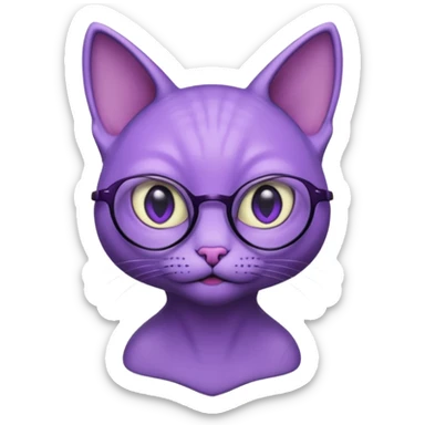 purple alien cat with no fur, and spectacles and hair sticker