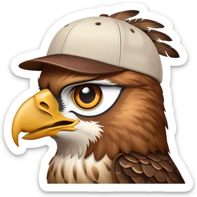 Hawk wearing baseball cap sticker