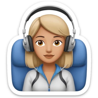 woman using travel pillow in plane seat sticker