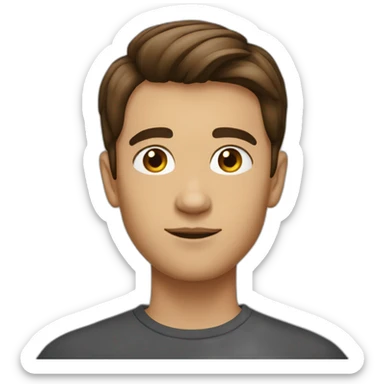 Garçon cheveux bruns court lisse sticker