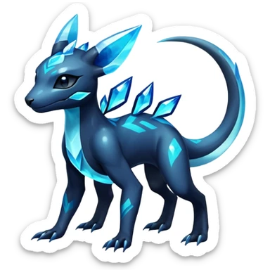 Colorful Dark Shiny Exotic Salandit-Aurorus-Glaceon-Fakémon-hybrid-creature (full body)  sticker