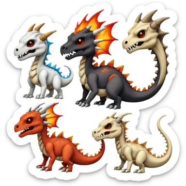 Skeletal Fiery Volcanic Cubone-Salandit-Marowak-Duskull-dragon sticker