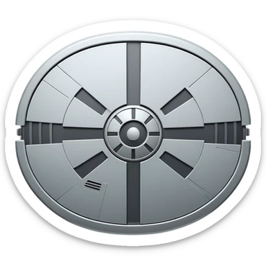 Halcón Milenario de Star Wars, top view, minimal details, characteristic oval shape, light metallic tones sticker