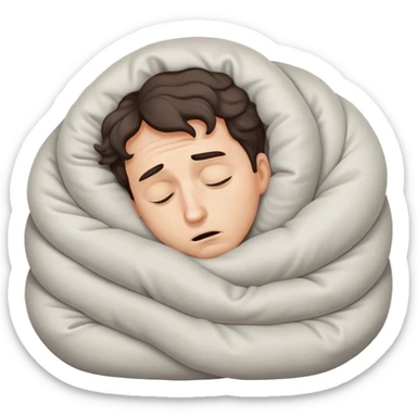 Scared man sitting curled up on himself, hidding his eyes sticker