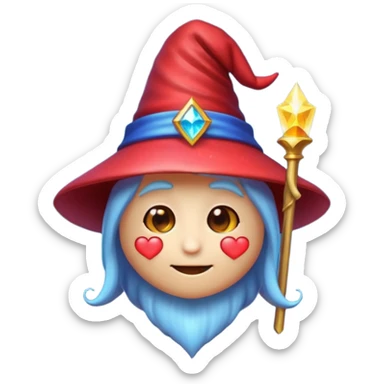 heart emoji with a wizard hat and magical sparkles sticker