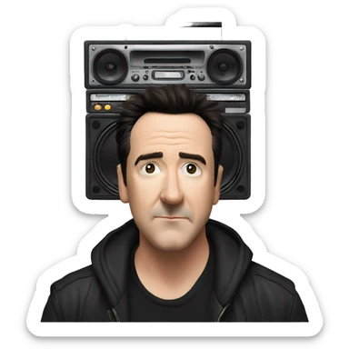 john-cusack-holding-boombox-above his head sticker