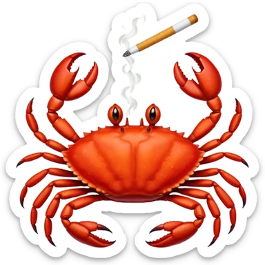 crab holding cigarette sticker