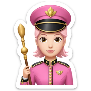 Parade Marchers, drum major, pink uniform female sticker
