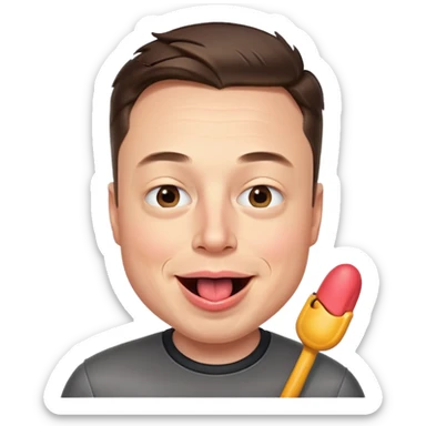 Elon Musk, winking, tongue out, fun and cheeky sticker