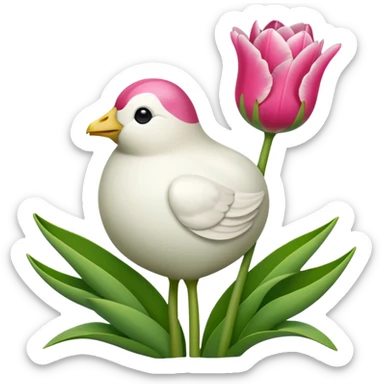 Oveja linda con un tulipán rosa sticker