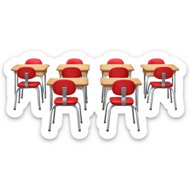 cozy classroom interior with desks and chairs, blackboard, and windows, apple style emoji sticker