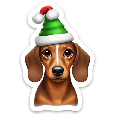 Dachshund with chrismas hat on  sticker