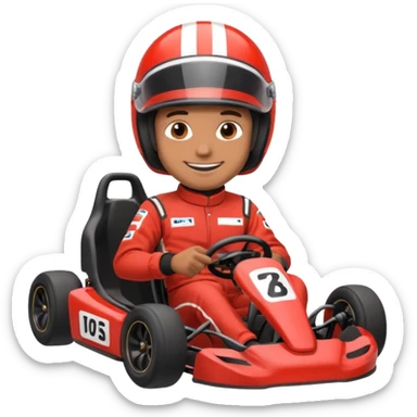 Brown man in gokart  sticker
