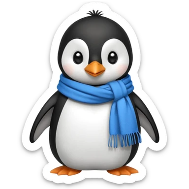penguin with blue scarf  sticker