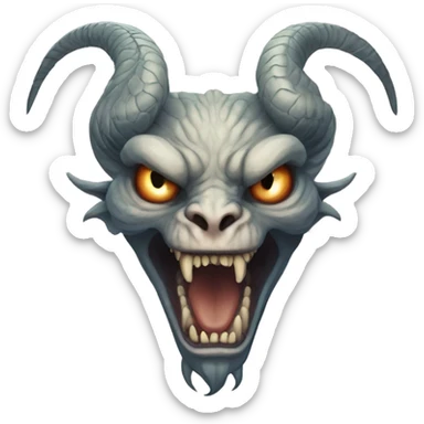 garuda snake demon who resembles a baphomet cat creature with fangs sticker