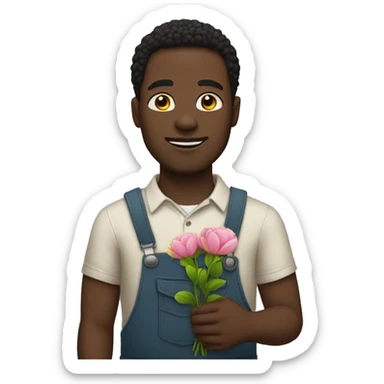 Black man with with flower in hands sticker