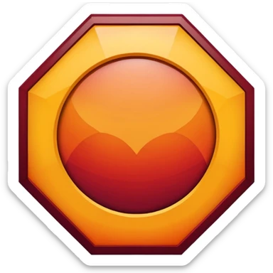 A sharp-edged hexagon with a thick yellow border that shifts slightly toward orange. The inside is a smooth dark-red to maroon gradient. In the center, add a large bold capital V colored with a yellow-orange gradient similar to the border. Keep everything clean, centered, and with no background. sticker