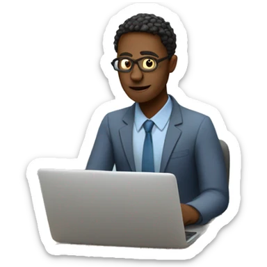 
it specialist is working on a laptop and sweating. sticker