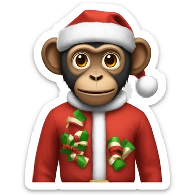 Monkey with Santa clothes sticker