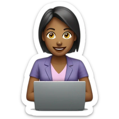 Mulher trabalhando em pé no computador sticker