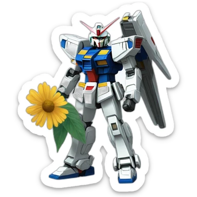 gundam picking flower sticker