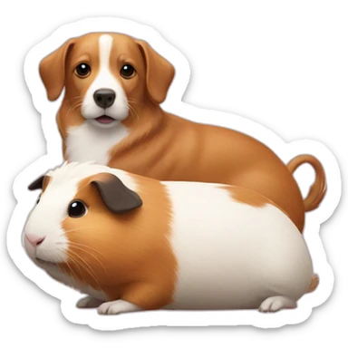 Dog on top of a Guinea pig sticker