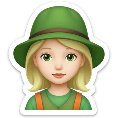 girl kid Character with Green Hats sticker