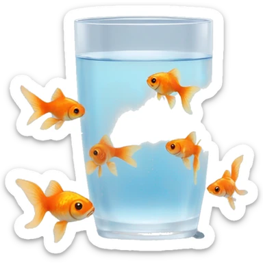 Glass of water with one goldfish sticker