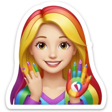 long haired woman rainbow nail art sticker