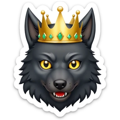 Scary Evil Black Wolf with Gold Crown sticker
