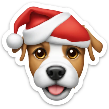 Dog with santa hat on sticker