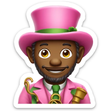 Leprechaun wearing all pink holding a phone sticker