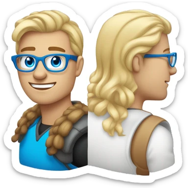 Sportlicher Mann mit blauen Augen und blonden haaren, ohne bart und mit runder brille sticker