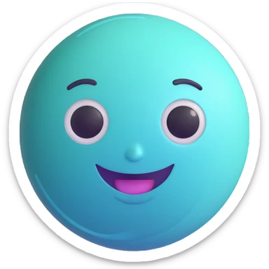 Uranus planet emoji with a confident, smiling face, blue-green hues, stylized rings, embodying individuality and the spirit of innovation sticker