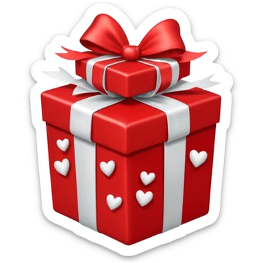 a red gift with a white bow that opens and red hearts fly out of it sticker