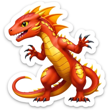 Oily smooth glossy evil Charmeleon-Zeraora-Salandit-fusion sticker