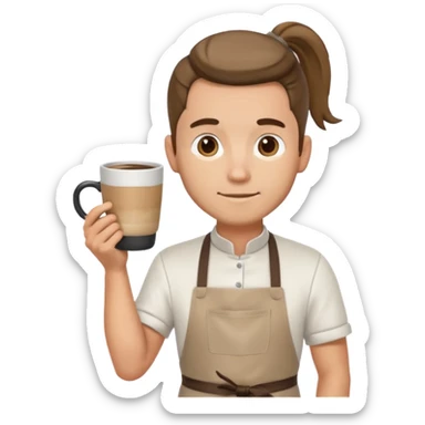 hipster barista ponytail male without background sticker