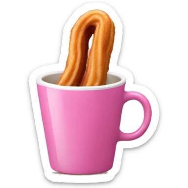 Churro inside a pink cup sticker