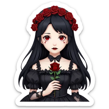 Bloody black rose anime gothic beautiful gorgeous cool edgy lady sticker