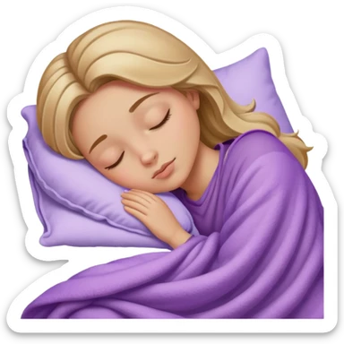 dark blonde girl sleeping on side with lilac blanket sticker