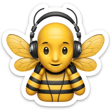 DJ bee with headphones sticker