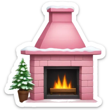 Winter Pink FirePlace, with snow on it sticker